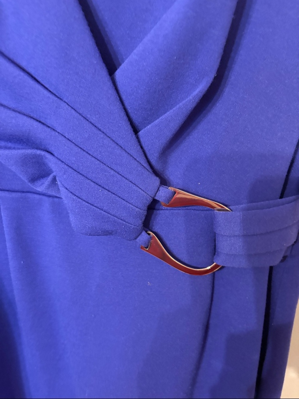 Calvin Klein Cobalt Cap-Sleeve Faux-Wrap Sheath Dress - Picture 3 of 6